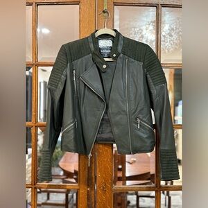 Kensie Dark Green Faux Leather Moto Jacket. Size Small.